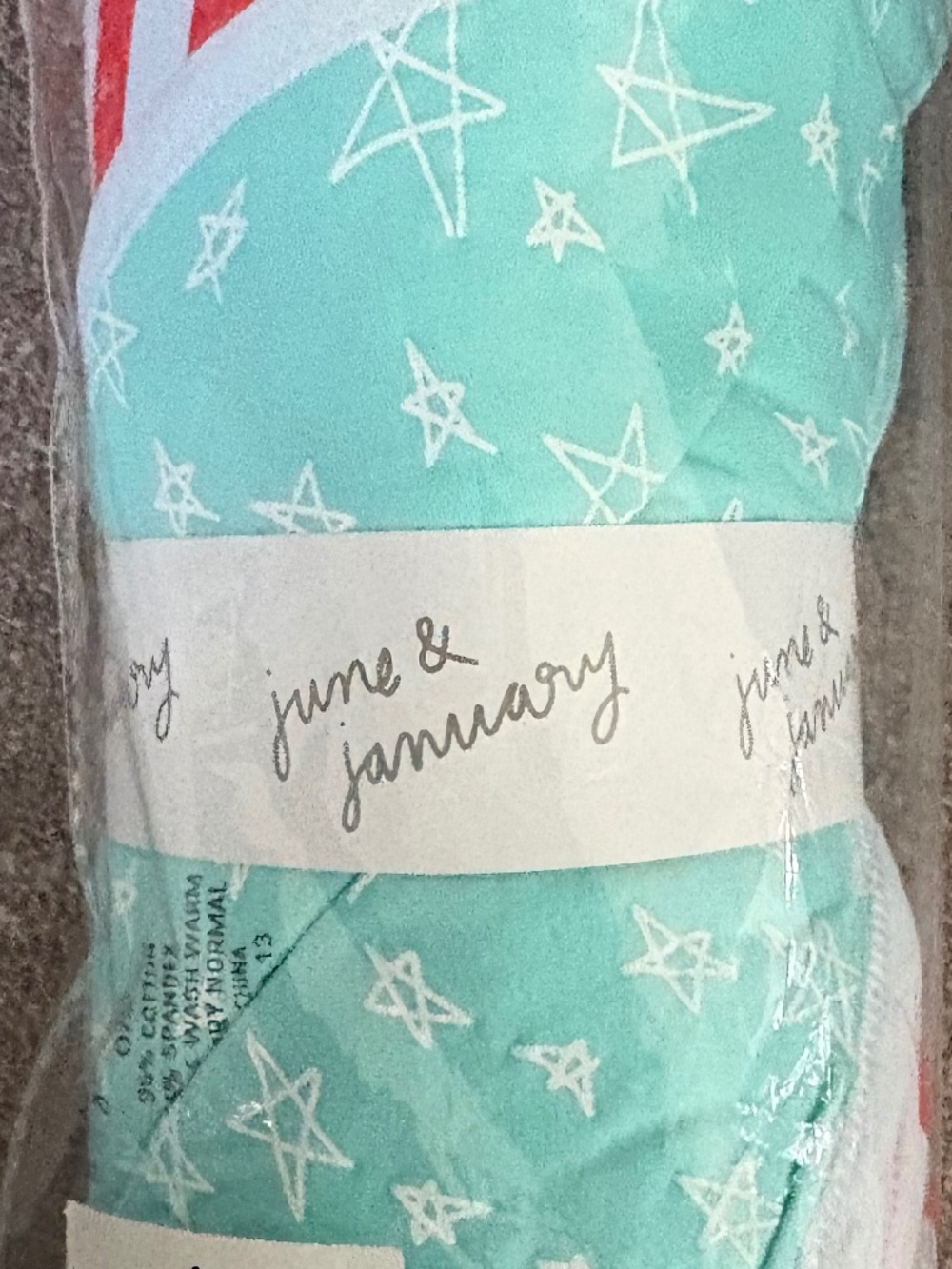 NWT June & January OS Reversible Poppy Stripe and Mint Snow Star Blanket.